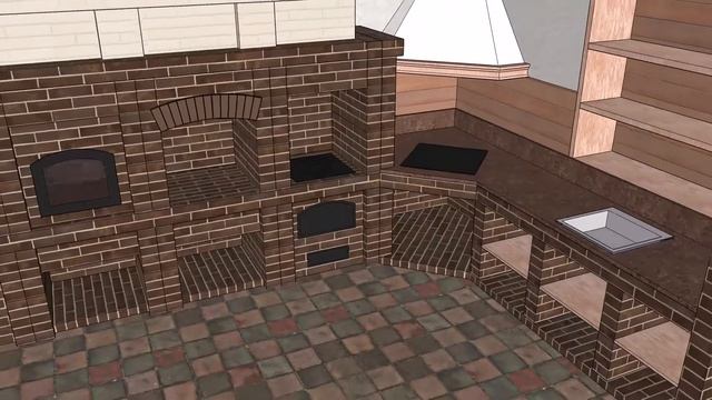 Печной комплекс, вариант. Разработка для дизайн-проекта банного комплекса. смотреть онлайн