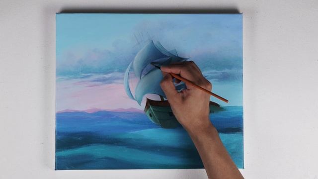 Ship acrylic painting | Sailboat painting | Acrylic painting tutorial смотреть онлайн