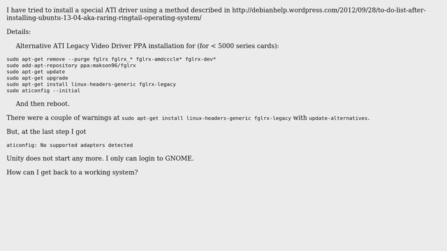 Ubuntu: How to un-install a special driver/kernel in 13.04? смотреть онлайн