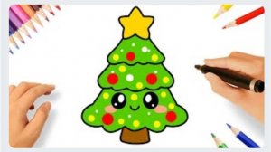 КАК ЛЕГКО НАРИСОВАТЬ МИЛУЮ НОВОГОДНЮЮ РОЖДЕСТВЕНСКУЮ ЕЛКУ🎄