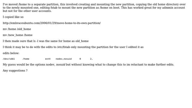 The correct way to move /home to another partition on linux смотреть онлайн