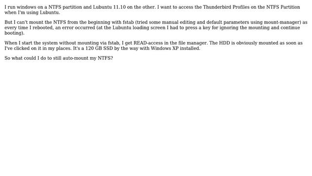 Ubuntu: How can I automatically mount an NTFS partition in Lubuntu on startup? смотреть онлайн