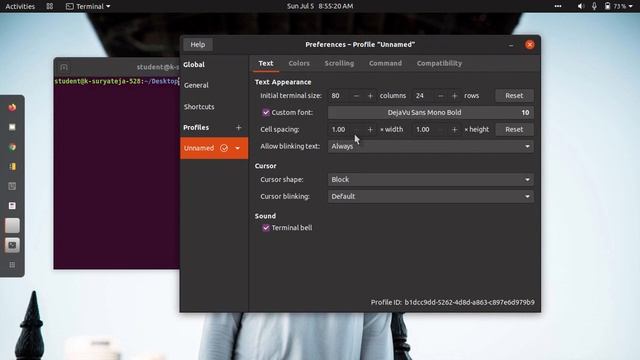 HOW TO CHANGE THE PREFERENCES IN TERMINAL(COLOUR AND FONT CHANGES) - LEARN WITH SURYA - SURYA TEJA смотреть онлайн