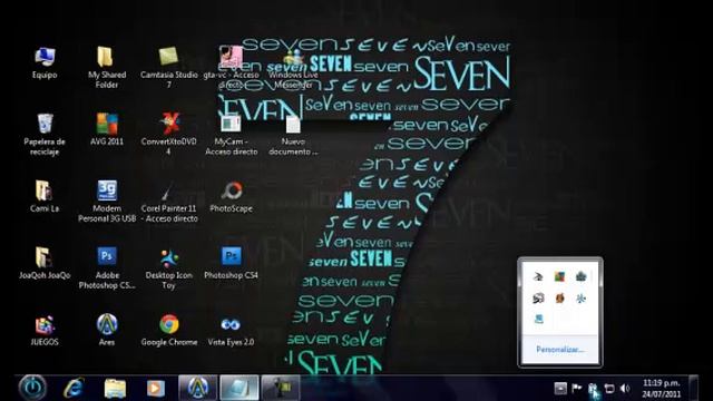 perzonalizar el escritorio de windows 7- (desktop icon toy -vista eyes 2.0 + gadgets) смотреть онлайн