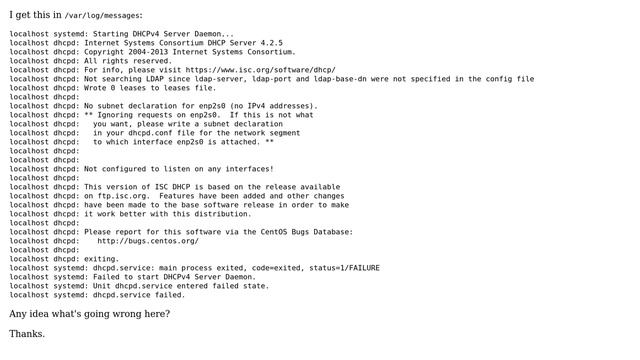 DevOps & SysAdmins: CentOS 7 DHCP server fails to start (won't enable on specified port) смотреть онлайн