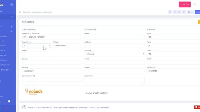 How to create new booking? Free hotel management system смотреть онлайн