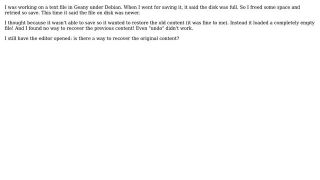 Unix & Linux: Geany: disk full, file truncated смотреть онлайн