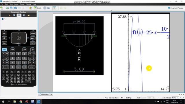 TI Nspire CX CAS - Analyzing Function of a Bending Moment смотреть онлайн