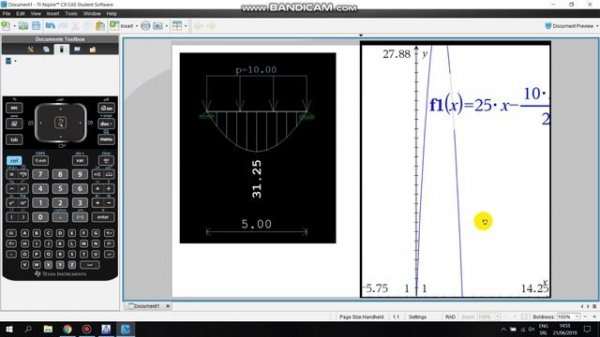 TI Nspire CX CAS - Analyzing Function of a Bending Moment