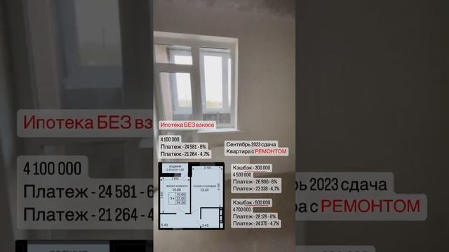 Однокомнатная квартира с РЕМОНТОМ в ипотеку 4,7% #краснодар #недвижимость #однокомнатная_квартира смотреть онлайн