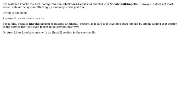 DevOps & SysAdmins: How to run knockd with Debian 9 on system boot? смотреть онлайн