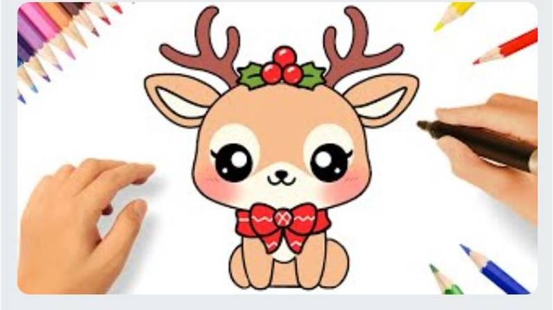 КАК ЛЕГКО НАРИСОВАТЬ МИЛОГО РОЖДЕСТВЕНСКОГО ИЛИ НОВОГОДНЕГО ОЛЕНЯ 🦌🎄 смотреть онлайн
