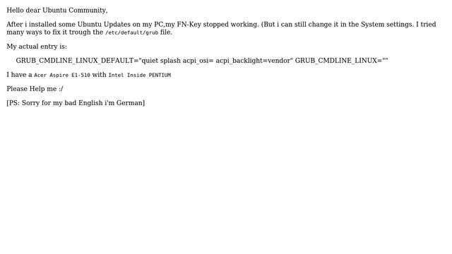 Ubuntu 14.04 LTS: FN-Brightness Key Stopped Working смотреть онлайн