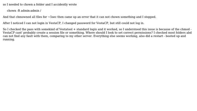 DevOps & SysAdmins: Chown results in not being able log in VestaCP смотреть онлайн