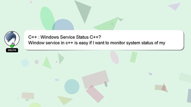 C++ : Windows Service Status C++? смотреть онлайн
