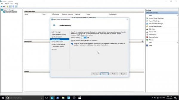 46. Создание новой виртуальной машины в Hyper V Windows 10