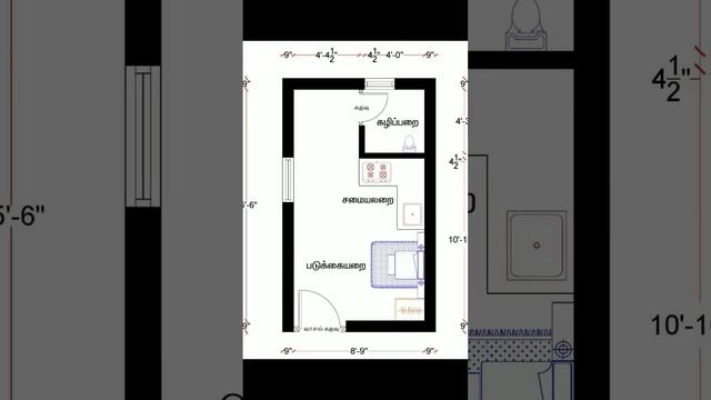 #10'3"*17#174 ச.அடி மேற்கு பார்த்த மனை 1 படுக்கையறை வடக்கு பார்த்த வீட்டின் வாஸ்துப்படி ப்ளான்# வீட смотреть онлайн
