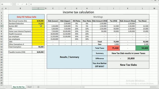 New tax calculator for FY 2020-2021 l old vs new tax comparision смотреть онлайн