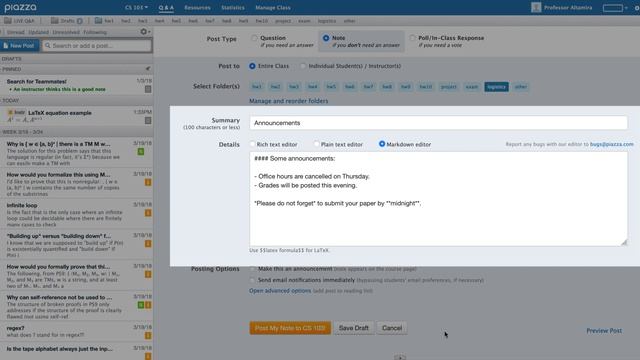 Piazza 2.3 – Using LaTeX, Markdown, and Code Blocks смотреть онлайн