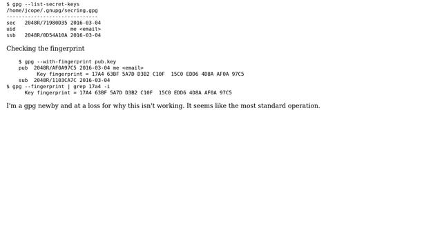 Unix & Linux: gpg: "secret key not available" when sec & pub key are in keyring смотреть онлайн
