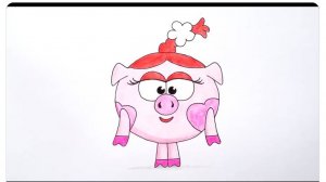 Как Нарисовать Смешарика Нюшу поэтапно - Учимся рисовать Смешарика