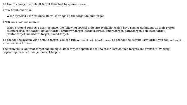 Unix & Linux: Change default systemd user target смотреть онлайн