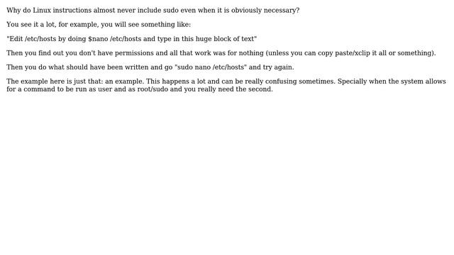 Ubuntu: Why do Linux instructions almost never include sudo even when it is obviously necessary? смотреть онлайн