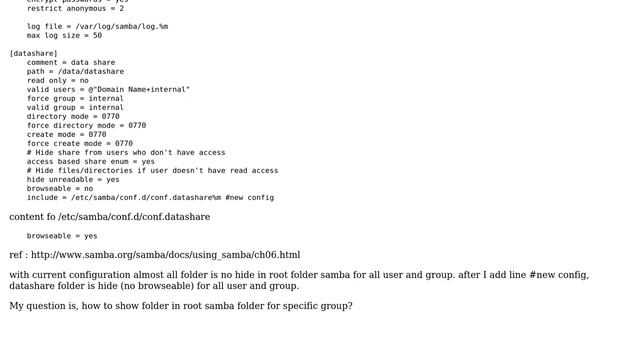 DevOps & SysAdmins: How to hide folder on root samba folder with include for each group? смотреть онлайн