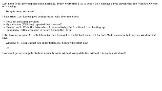 Windows XP "Setup is being restarted" loop смотреть онлайн
