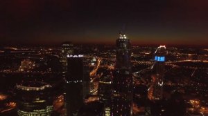 Съемка Москва-Сити с квадрокоптера ночью.