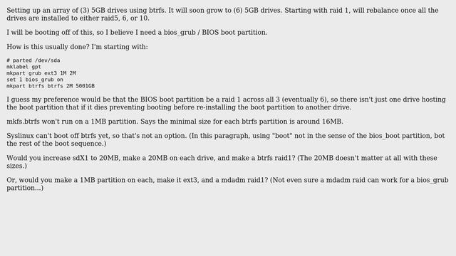Unix & Linux: Booting off raid'ed ＞ 2GB drives, btrfs, handling bios boot partition смотреть онлайн