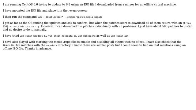 CentOS 6.6 yum update Errno 256 using ISO смотреть онлайн