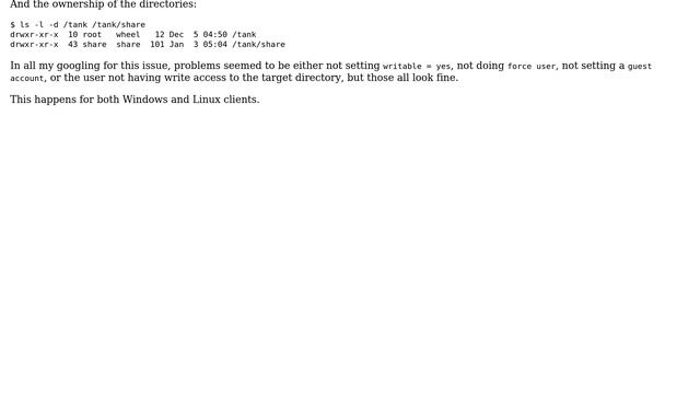 Unable to write to Samba share as guest user after upgrading to Samba 4 смотреть онлайн