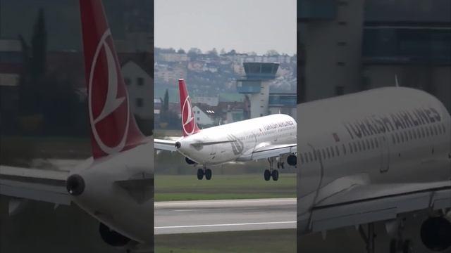 Lots of Tire Smoke! Turkish Airlines Airbus A321 Landing at Stuttgart Airport смотреть онлайн