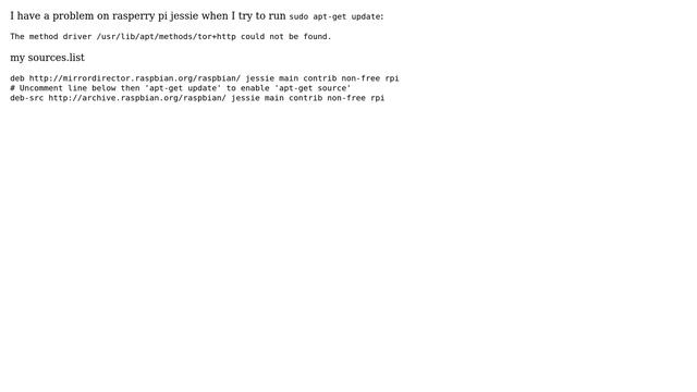 Unix & Linux: The method driver /usr/lib/apt/methods/tor+http could not be found смотреть онлайн