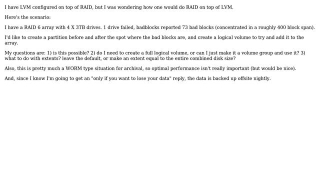 Linux RAID on top of LVM смотреть онлайн