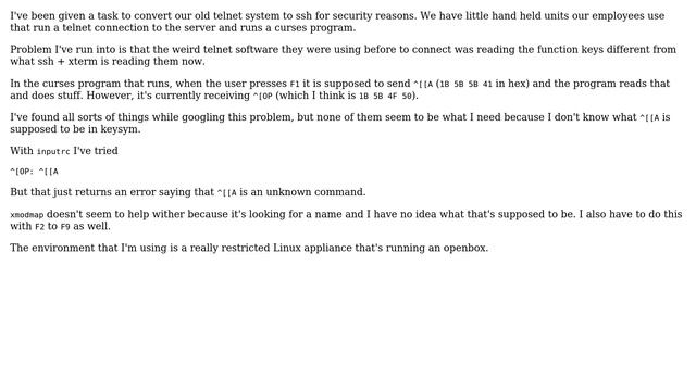 Unix & Linux: Program F1 key as ^[[A instead of ^[OP in xterm смотреть онлайн