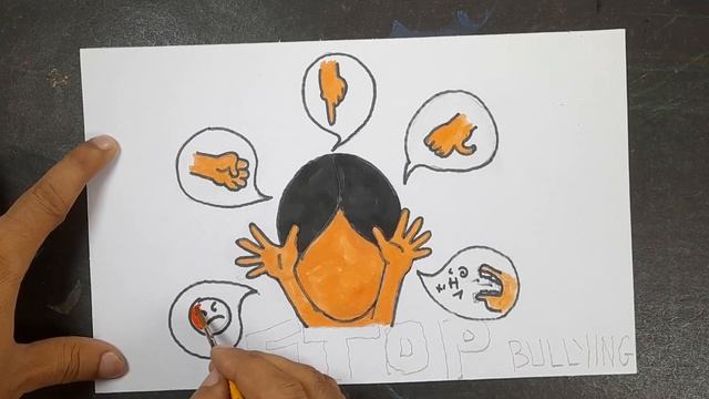 How to draw Anti Bullying Poster | stop Bullying poster drawing смотреть онлайн
