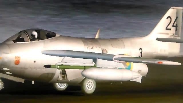 SAAB J-29 Tunnan Taking Off..