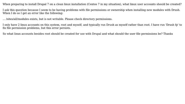 Drupal: What linux user accounts should be created prior to Drupal 7 install? смотреть онлайн