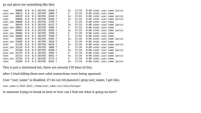 many ssh connections being repeatedly opened by the same user on linux server смотреть онлайн