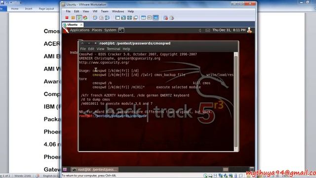 CMOS Password Reset with Backtrack смотреть онлайн