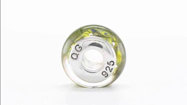 Reflection Beads Sterling Silver Green/Yellow Swirl Hand-blown Glass Bead QRS1323 смотреть онлайн