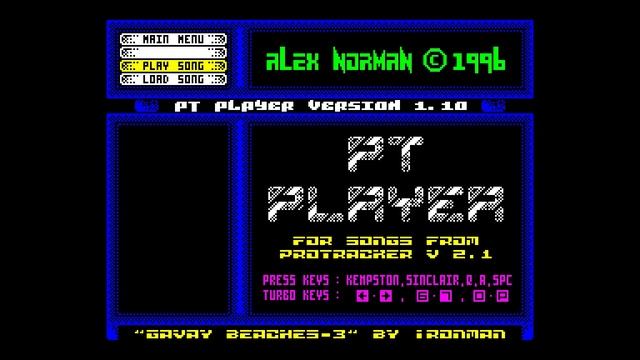 PT Player 1.10 - Alex Norman/Sliders Creative and Hackers Group [#zx spectrum AY Music Demo] смотреть онлайн