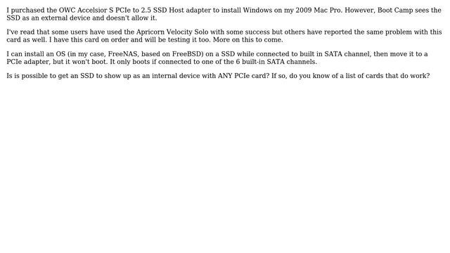 Apple: Getting PCIe attached SSD to show up as internal drive for BootCamp смотреть онлайн