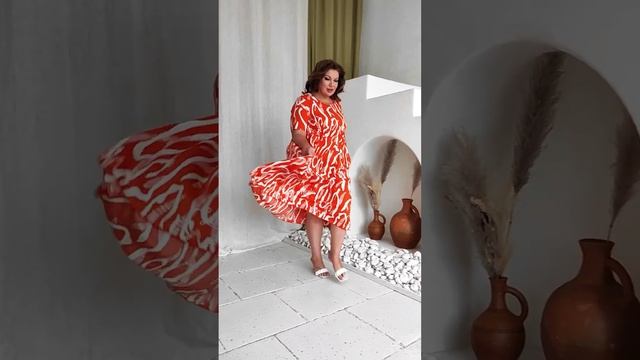 Платье с ярусами хлопок "розовые линии" смотреть онлайн