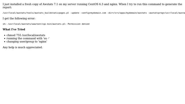 Unable to build Awstats report - permission denied on awstats.pl смотреть онлайн