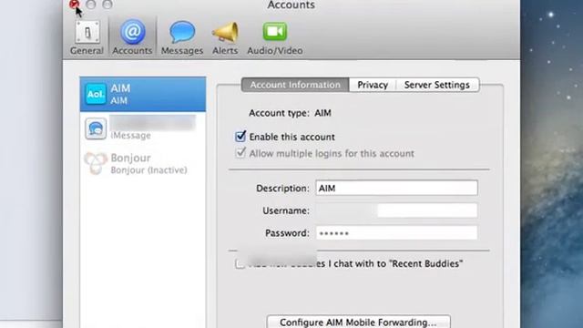 Mac OS X Mountain Lion messages AIM смотреть онлайн