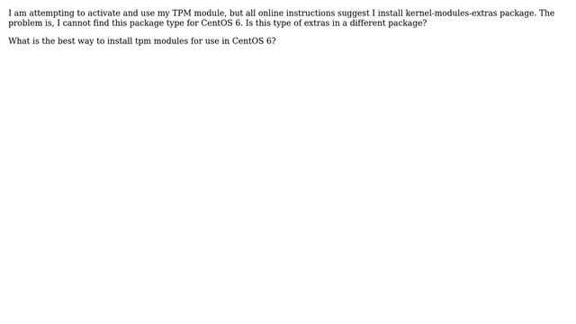 Does CentOS 6 have a kernel-module-extra equivalent? смотреть онлайн