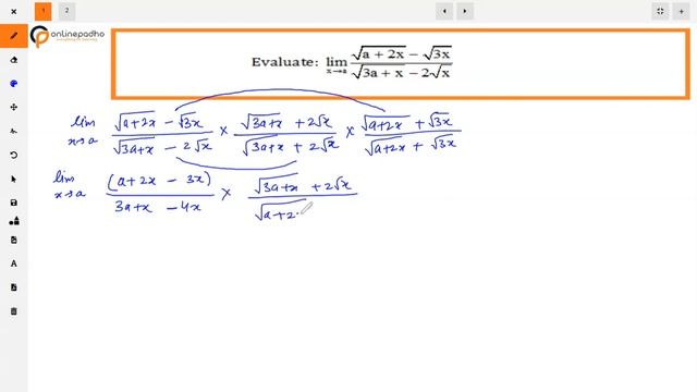 XI Limits and Derivatives Evaluate lim x→ a {√a + 2x √3x} {√3a + x 2√x} смотреть онлайн